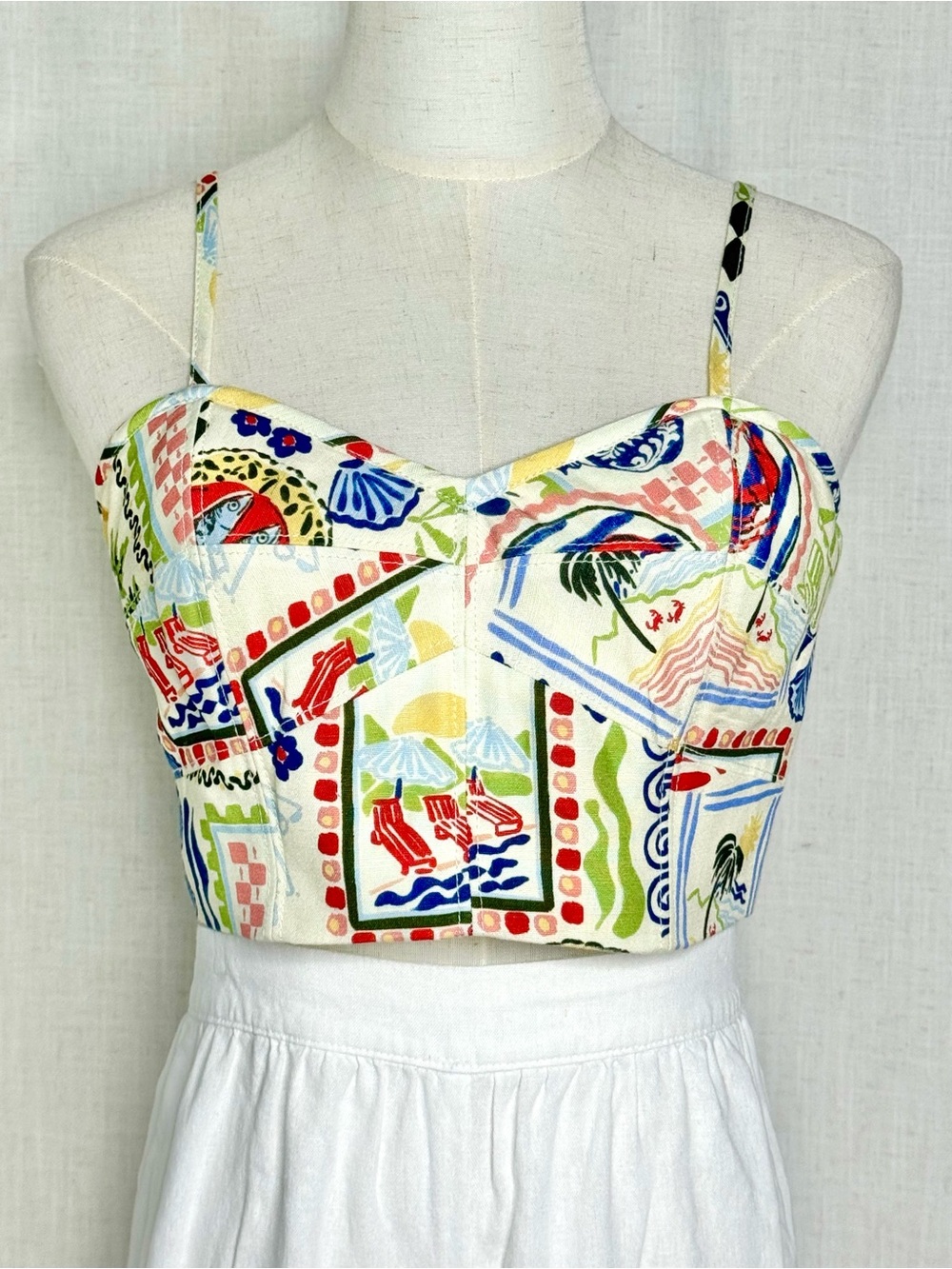 Hunter Bell Brookie Bustier Crop Top Coastal Conversation Size 6 NWT